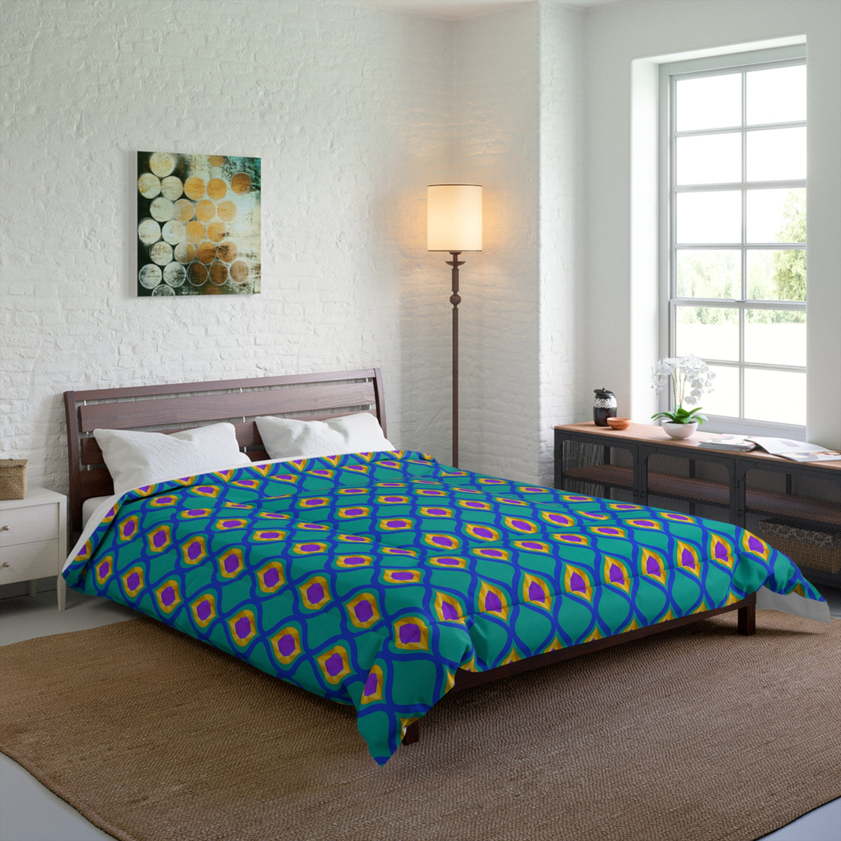 Grand Gold Ogee Lattice II Comforter – Peacock Jewel