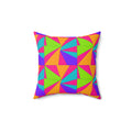 Cubist Sunburst Blocks Faux Suede Cushion – Tropical Punch