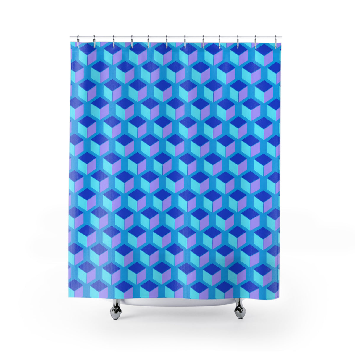 Giant Faceted Cubes II Shower Curtain – Ice Jewel