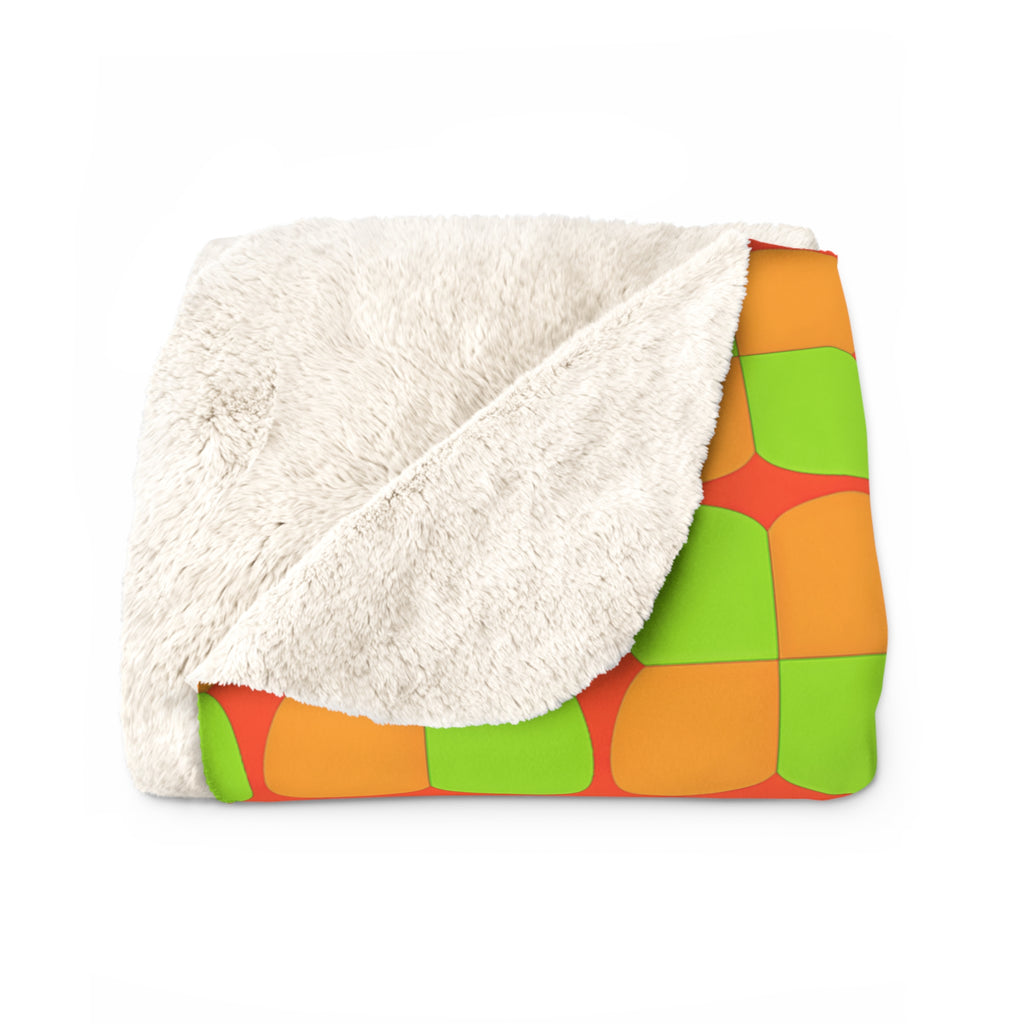 Bold Bulge Checker Sherpa Fleece Blanket – Hot Citrus