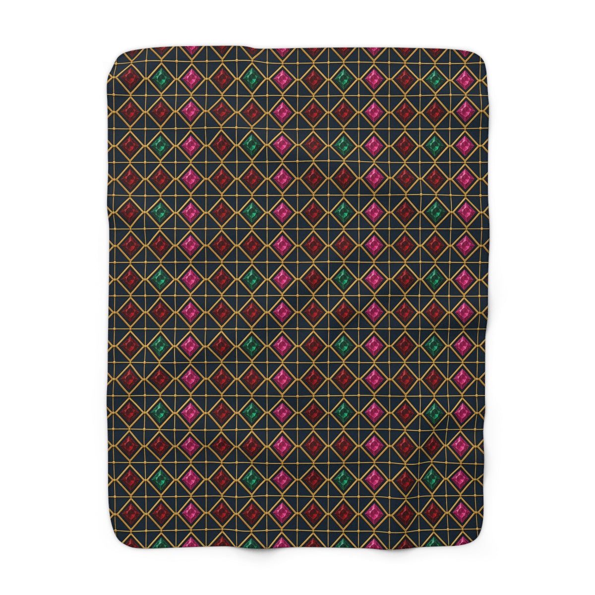 Gold Diamond Trellis Sherpa Fleece Blanket – Art Deco Pattern