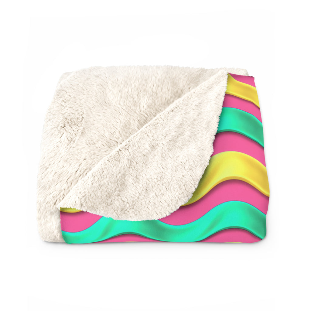 Satin Wave Bands Sherpa Fleece Blanket – Candy Christmas