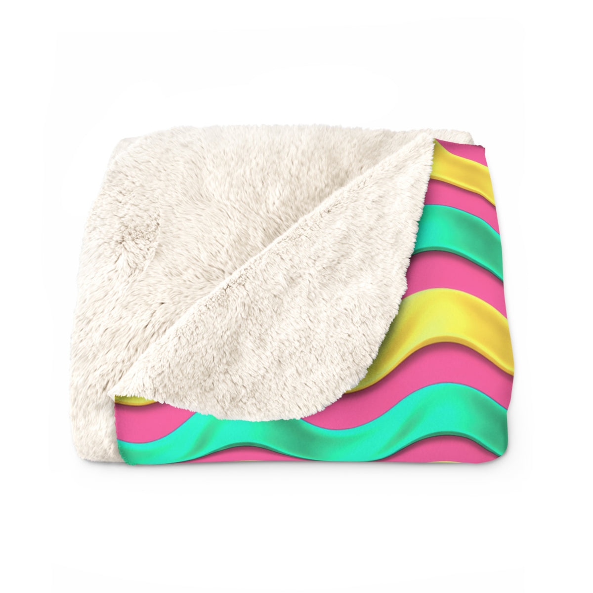 Satin Wave Bands Sherpa Fleece Blanket – Candy Christmas