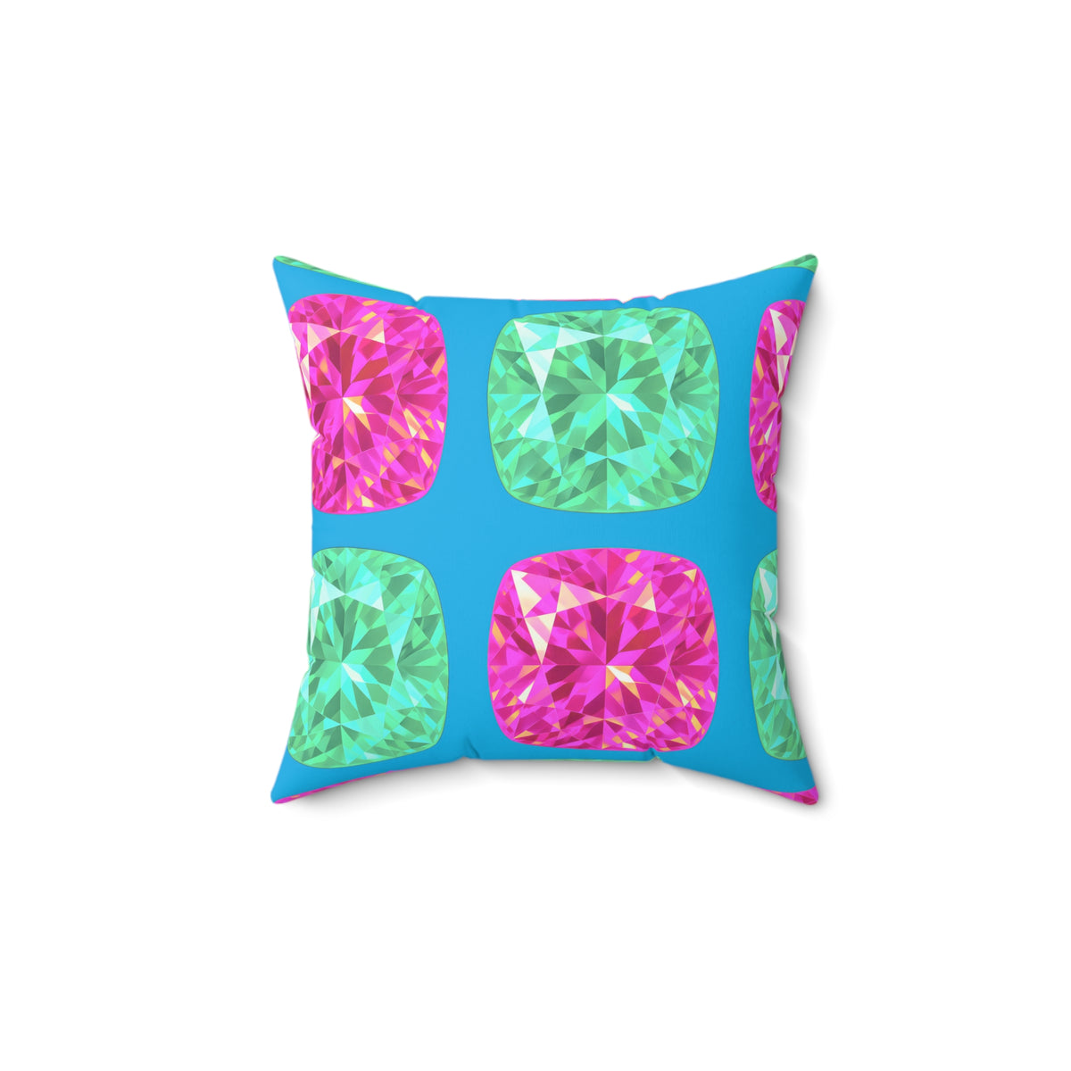 Giant Cut Gem Grid Faux Suede Cushion – Ice Jewel