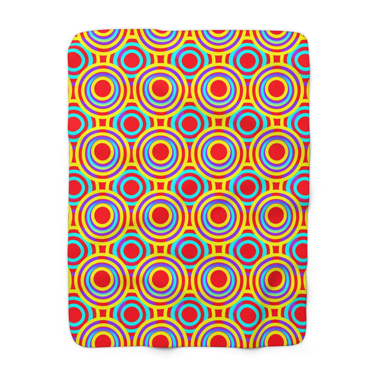 Interlocking Ring Ripples Sherpa Fleece Blanket – Op-Art Circles Pattern