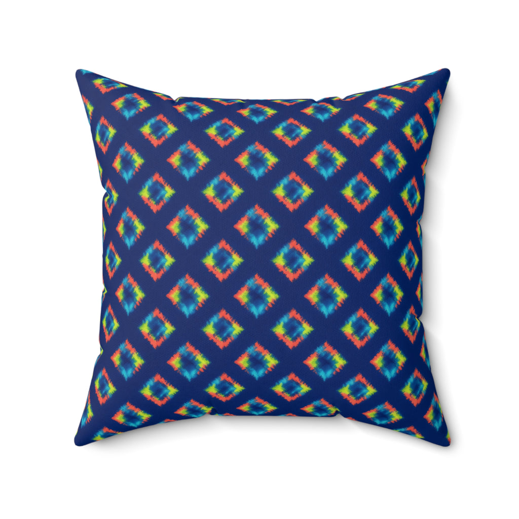 Itajime Neon Grid Faux Suede Cushion – Shibori Dye Pattern