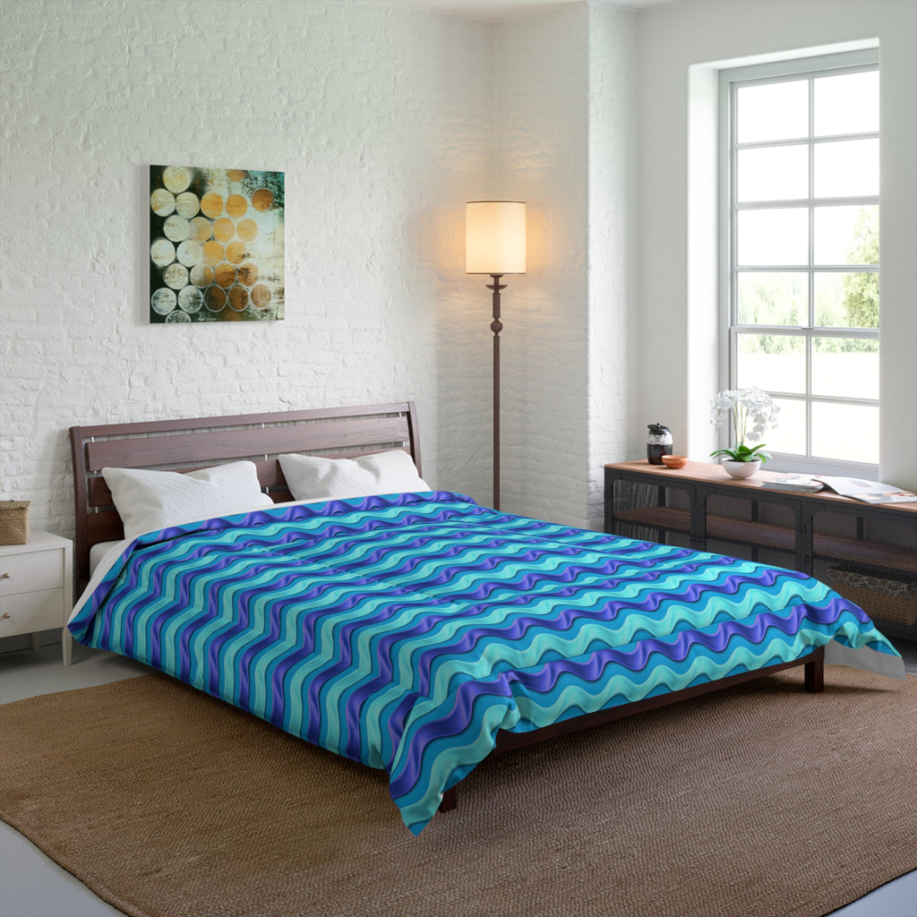 Satin Wave Bands Comforter – Ice Jewel