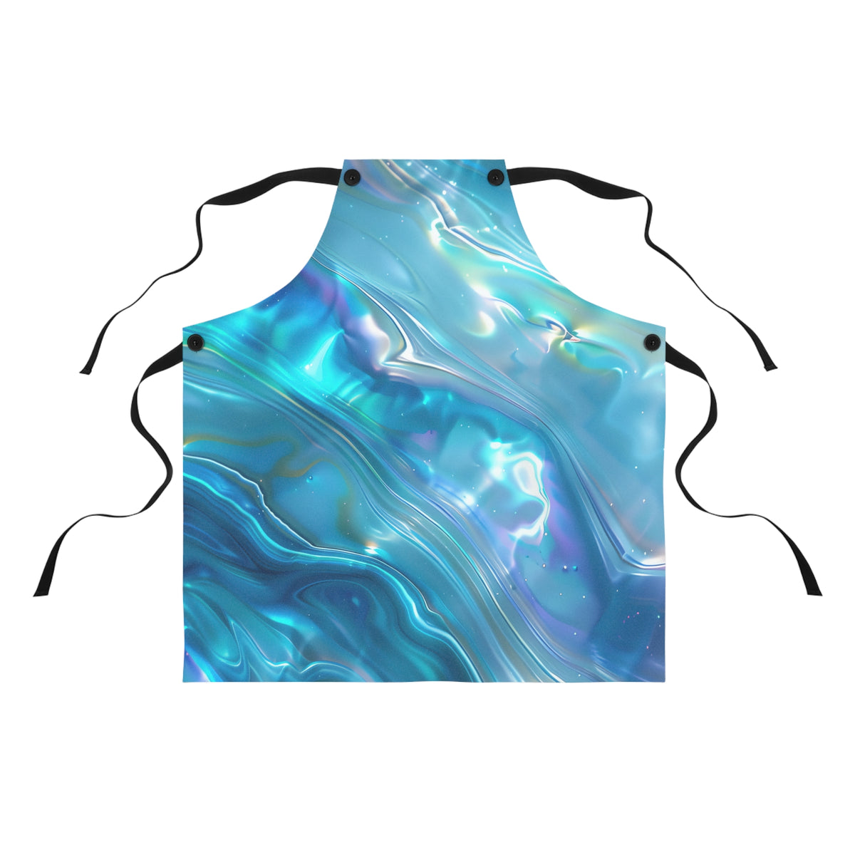 Aqua Holographic Ripple Apron – Holographic-Look Abstract