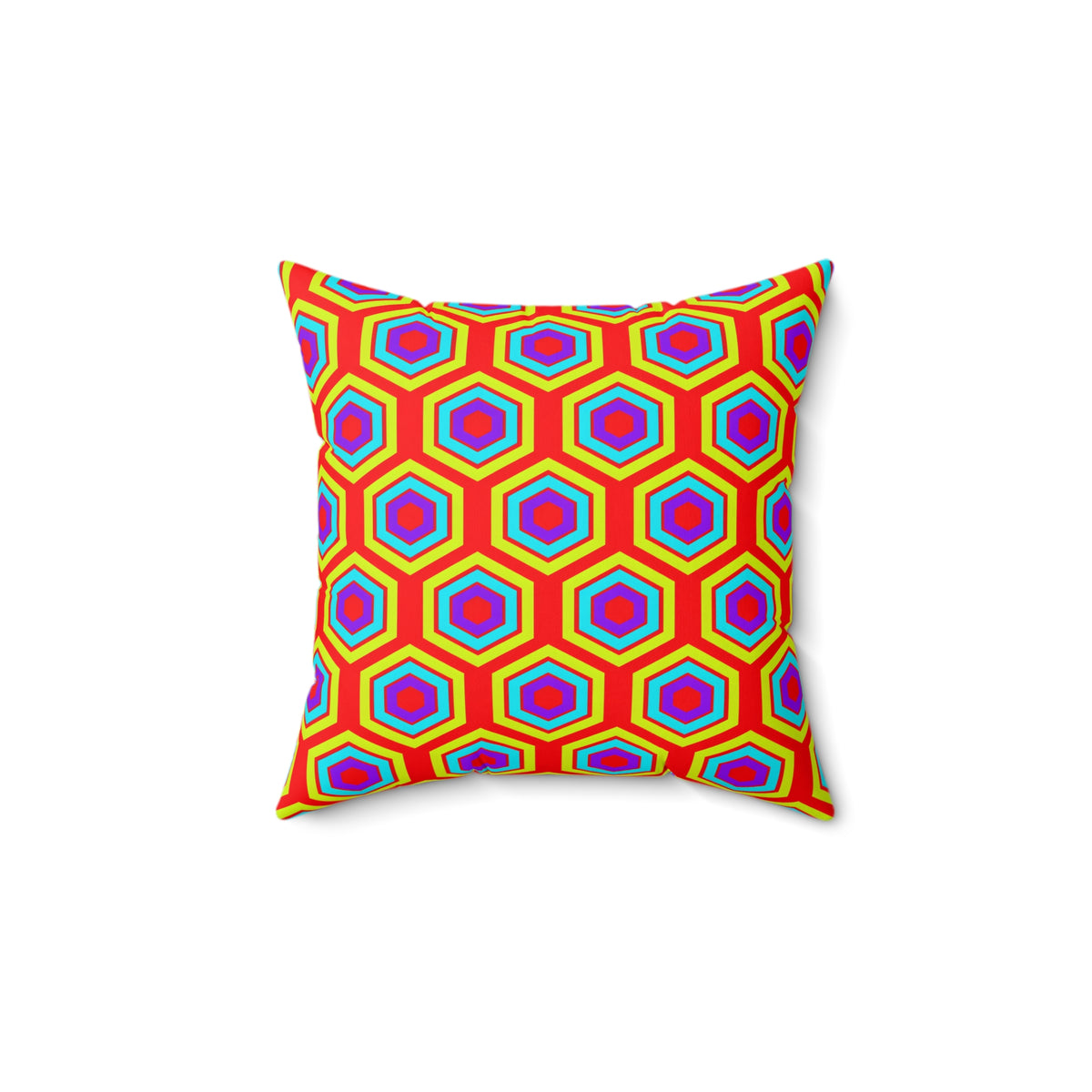 Concentric Hexagon Ripple Faux Suede Cushion – Op-Art Hexagons Pattern