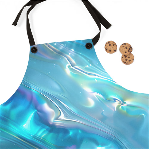 Aqua Holographic Ripple Apron – Holographic-Look Abstract