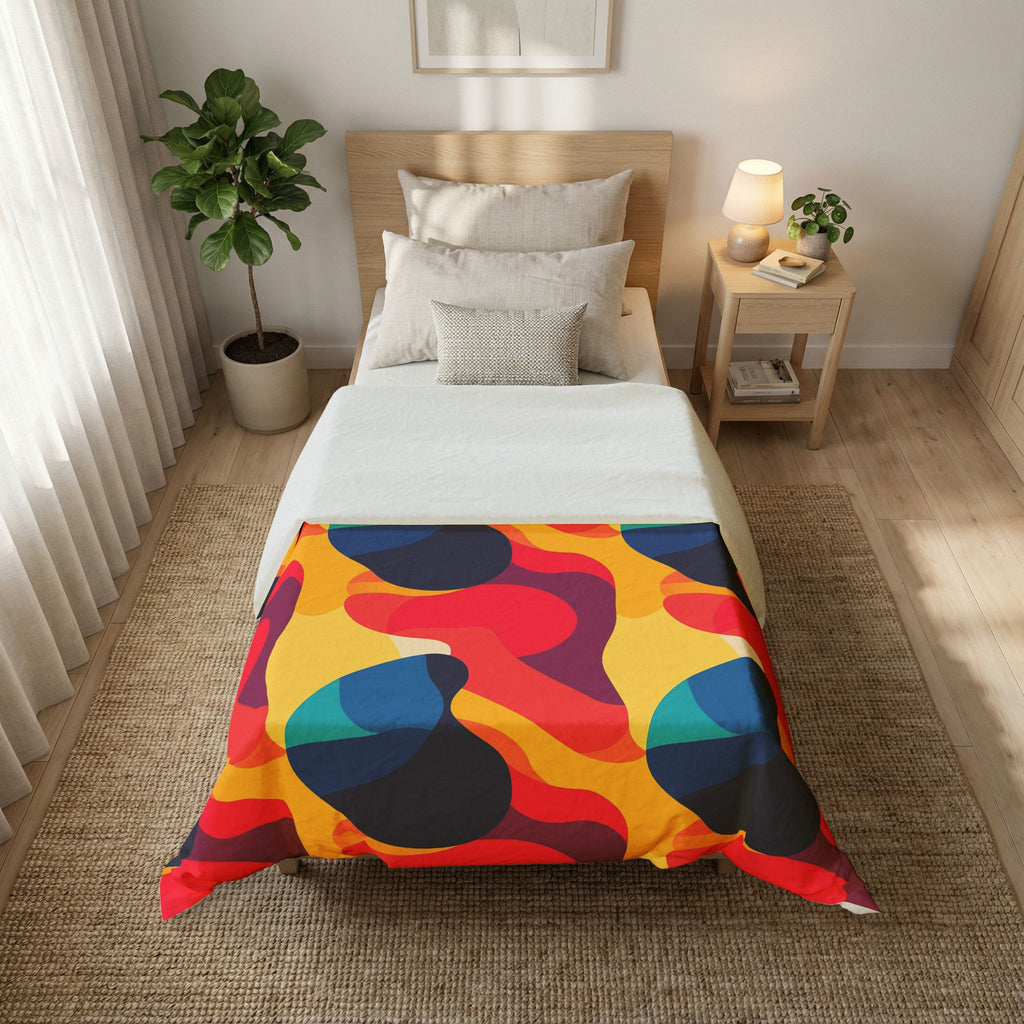 Bold Blob Camo Cotton Duvet Cover – Abstract Shapes Pattern