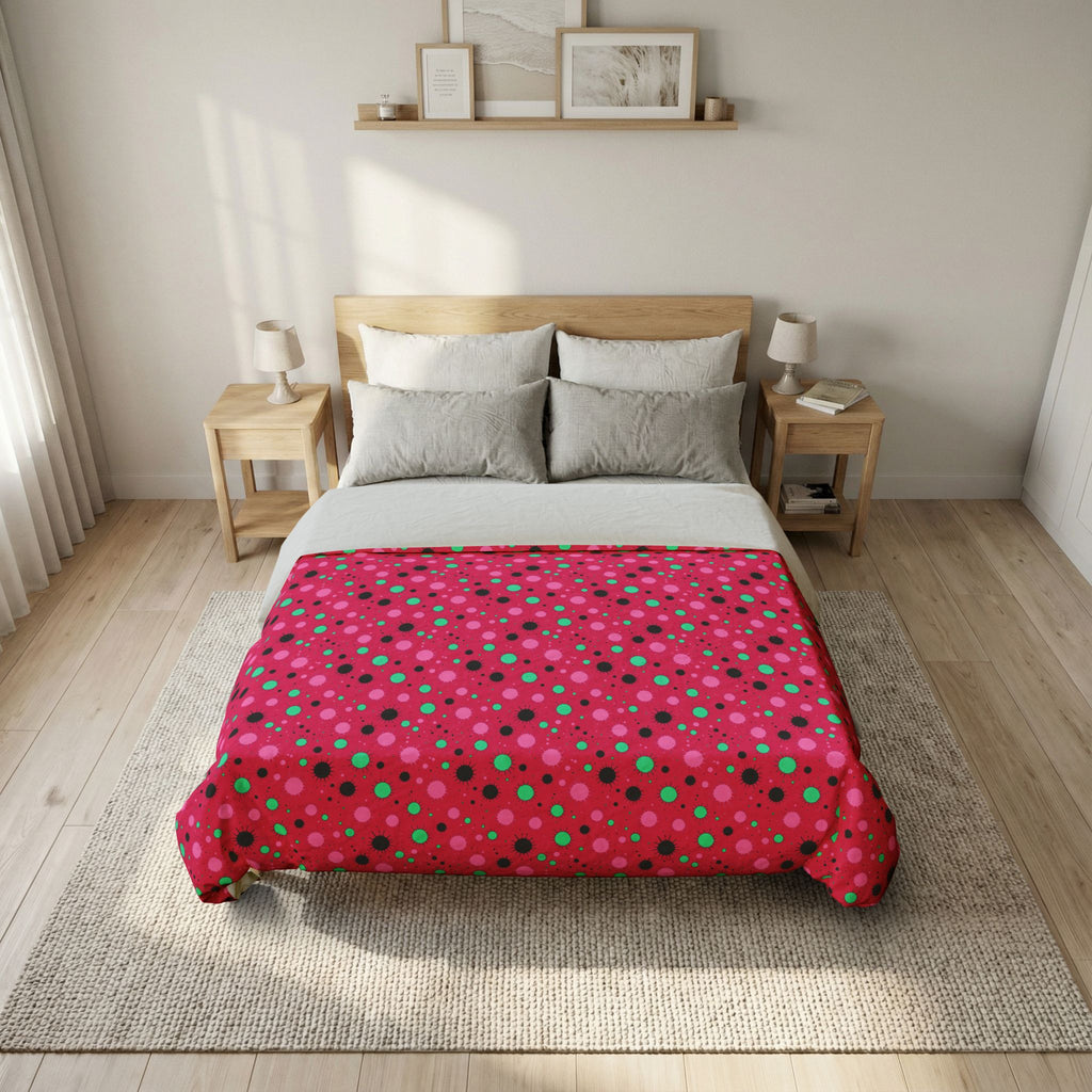 Blot Burst Cotton Duvet Cover – Candy Pop on Raspberry