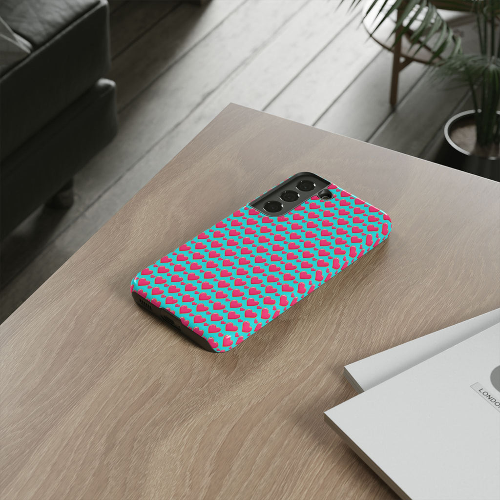 Heart Bubble Grid Tough Phone Case – Pop Hearts Pattern