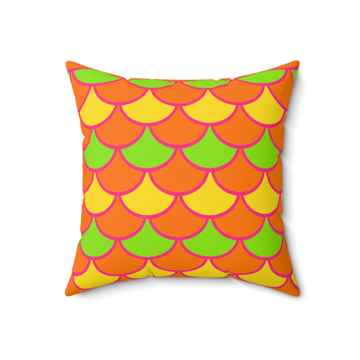 Big Jewel Scales II Faux Suede Cushion – Hot Citrus Festive