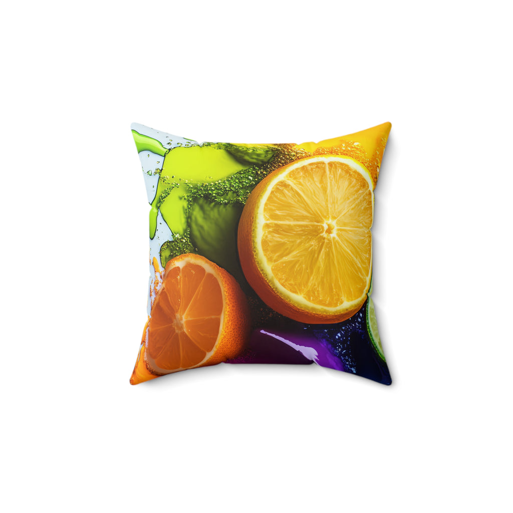 Citrus Splash Faux Suede Cushion – Fruit Splash Art