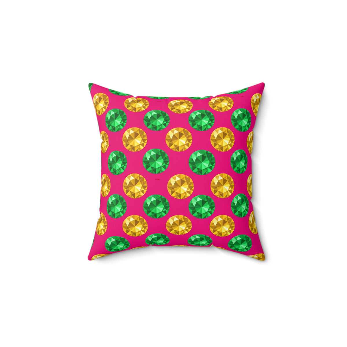 Half-Drop Gem Grid Faux Suede Cushion – Faceted Gem Geometric Pattern