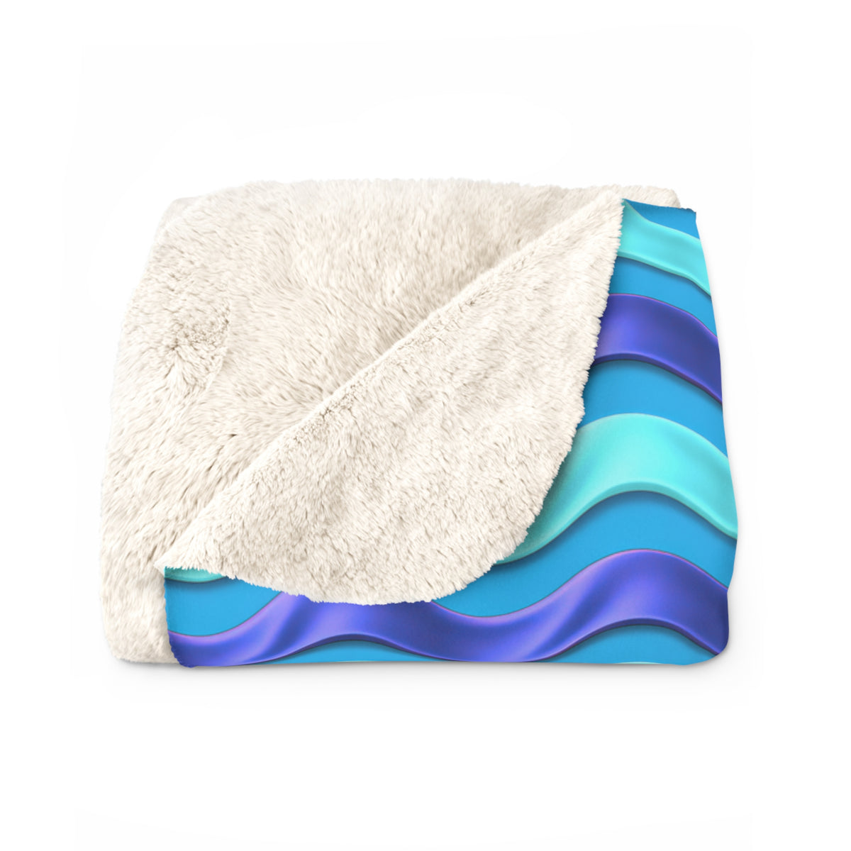 Satin Wave Bands Sherpa Fleece Blanket – Ice Jewel