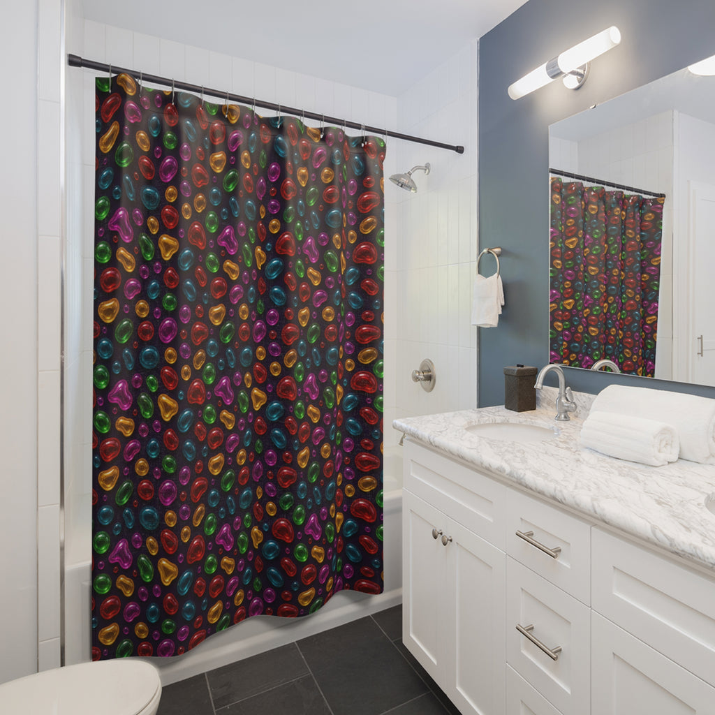 Jelly Glass Drops Shower Curtain – Glossy 3D Abstract Pattern