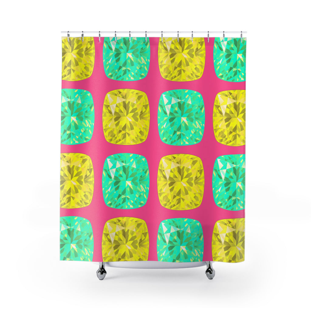Giant Cut Gem Grid Shower Curtain – Candy Christmas