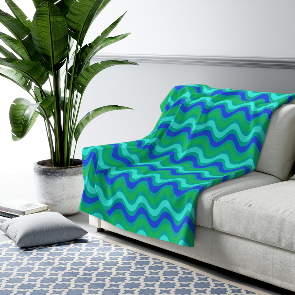 Wide Wave Interference Sherpa Fleece Blanket – Ocean Jewel