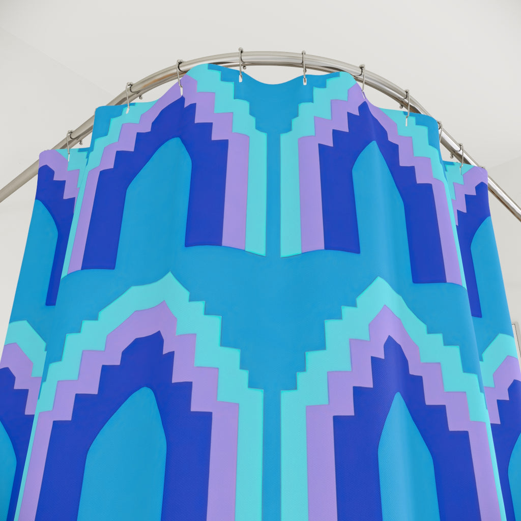 Grand Stepped Arches Shower Curtain – Ice Jewel