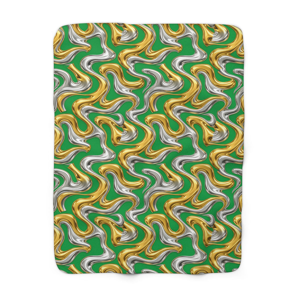 Broad Melting Gold Ribbons Sherpa Fleece Blanket – Liquid Chrome Pattern