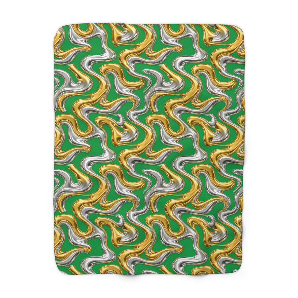 Broad Melting Gold Ribbons Sherpa Fleece Blanket – Liquid Chrome Pattern
