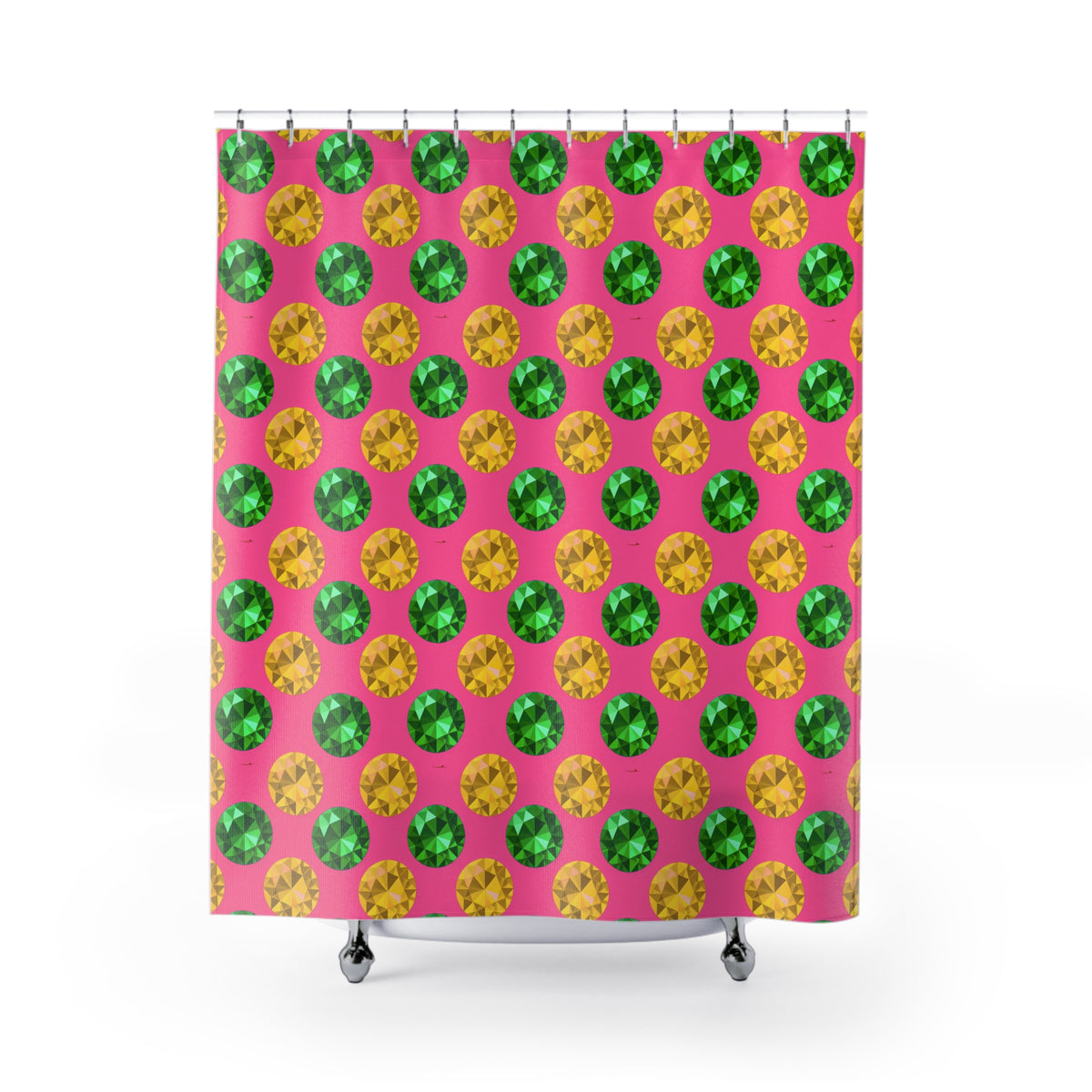 Half-Drop Gem Grid Shower Curtain – Candy Christmas