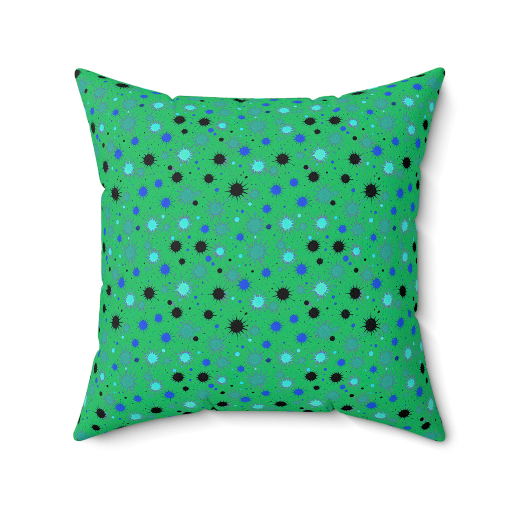 Splat Storm Faux Suede Cushion – Ocean Jewel