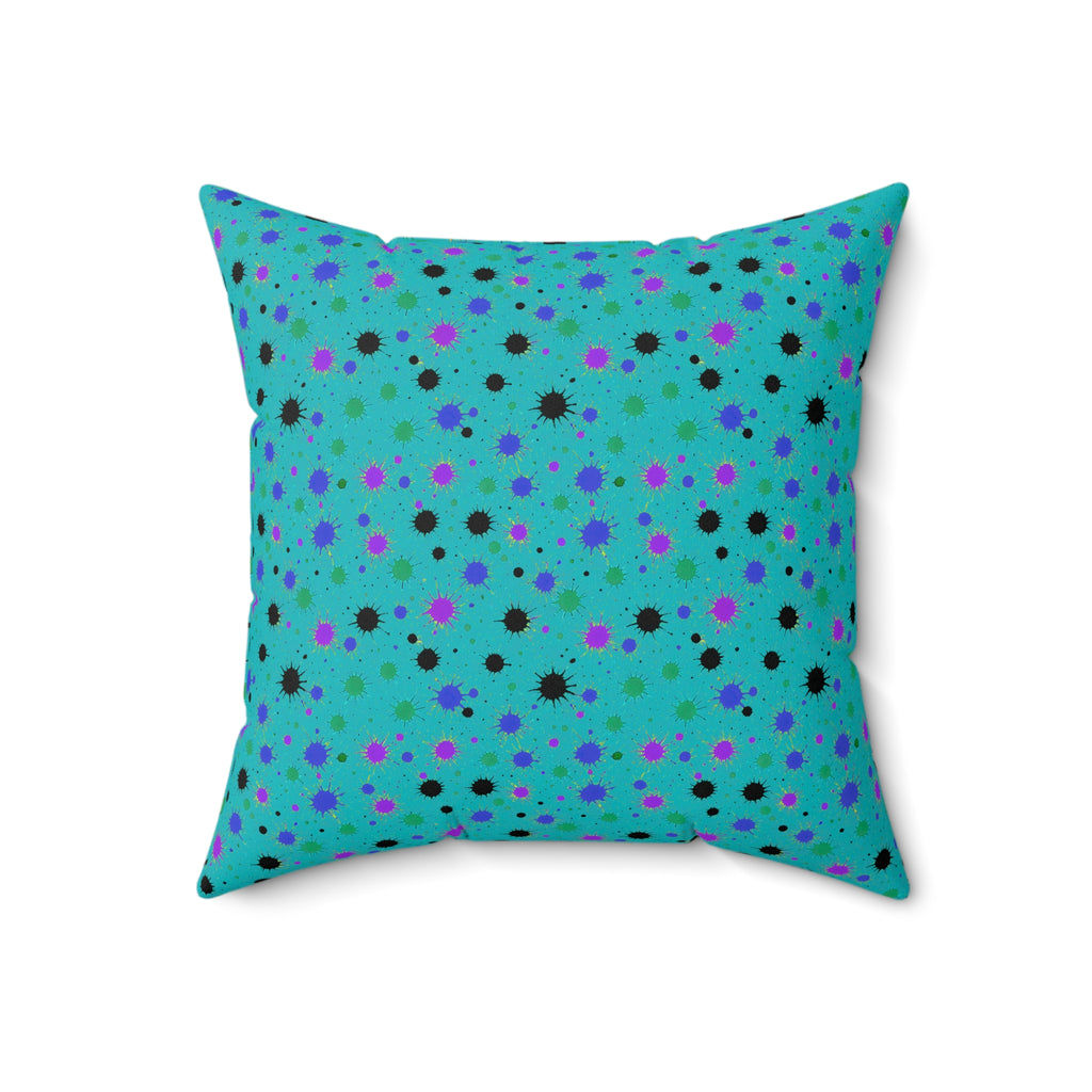 Splat Storm Faux Suede Cushion – Peacock Jewel