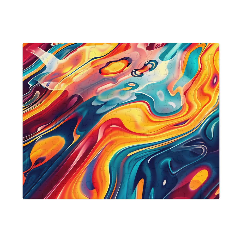 Liquid Rainbow Swirl Jigsaw Puzzle with Tin – Psychedelic Fluid Art