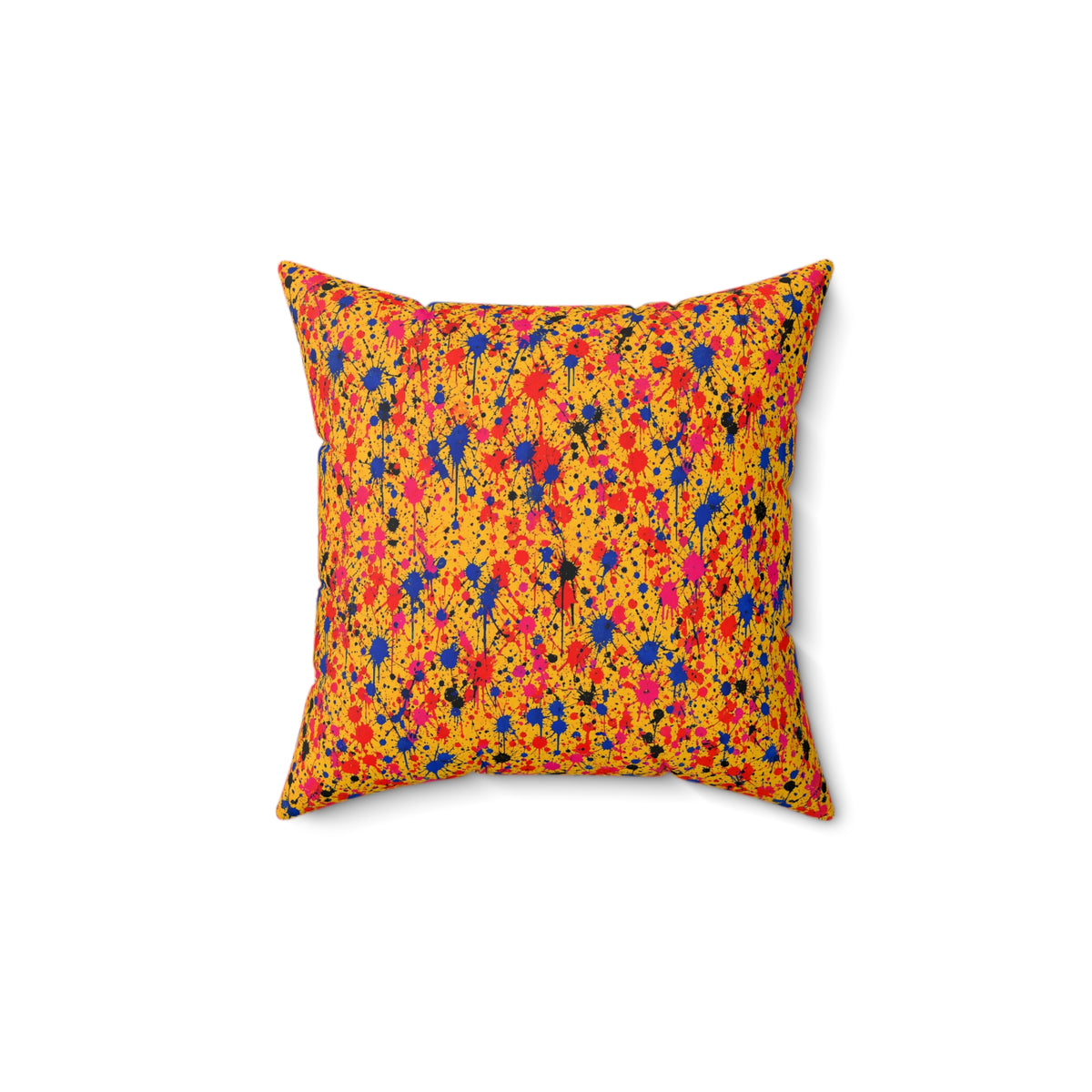 Layered Drip Spray Faux Suede Cushion – Paint Splatter Pattern