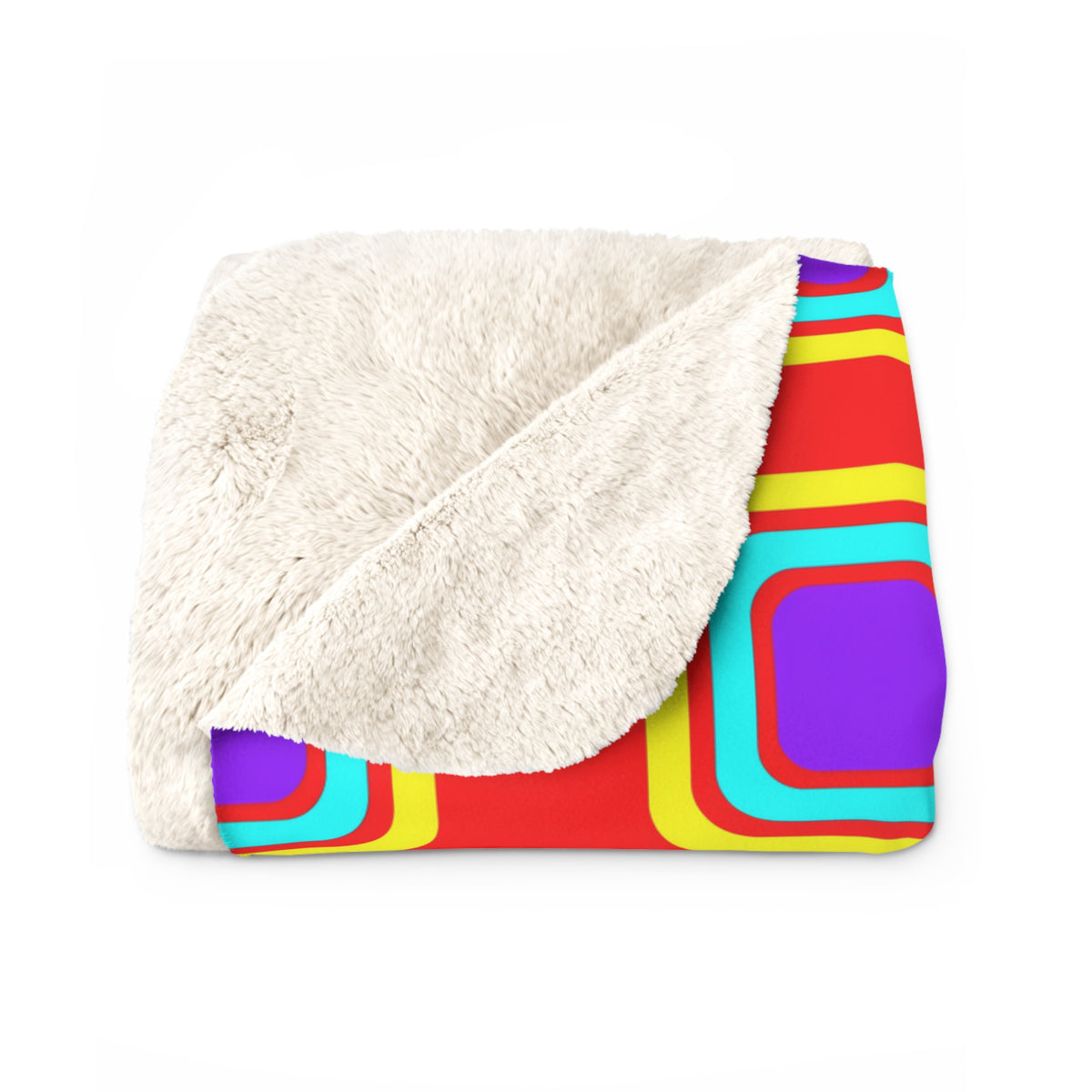 Big Ripple Squares Sherpa Fleece Blanket – Op-Art Concentric Squares Pattern