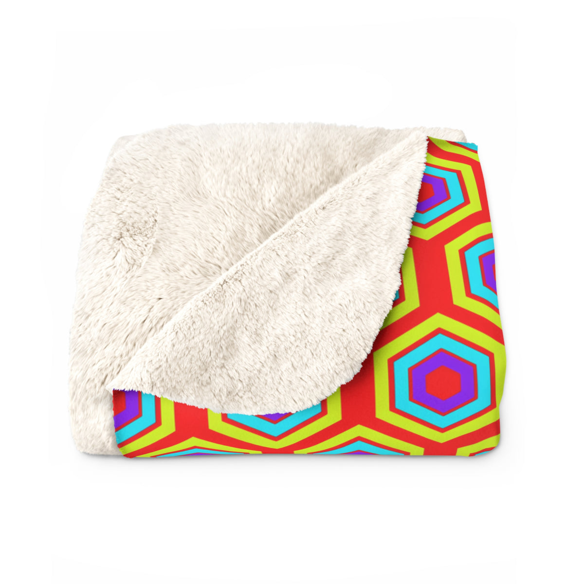 Concentric Hexagon Ripple Sherpa Fleece Blanket – Op-Art Hexagons Pattern