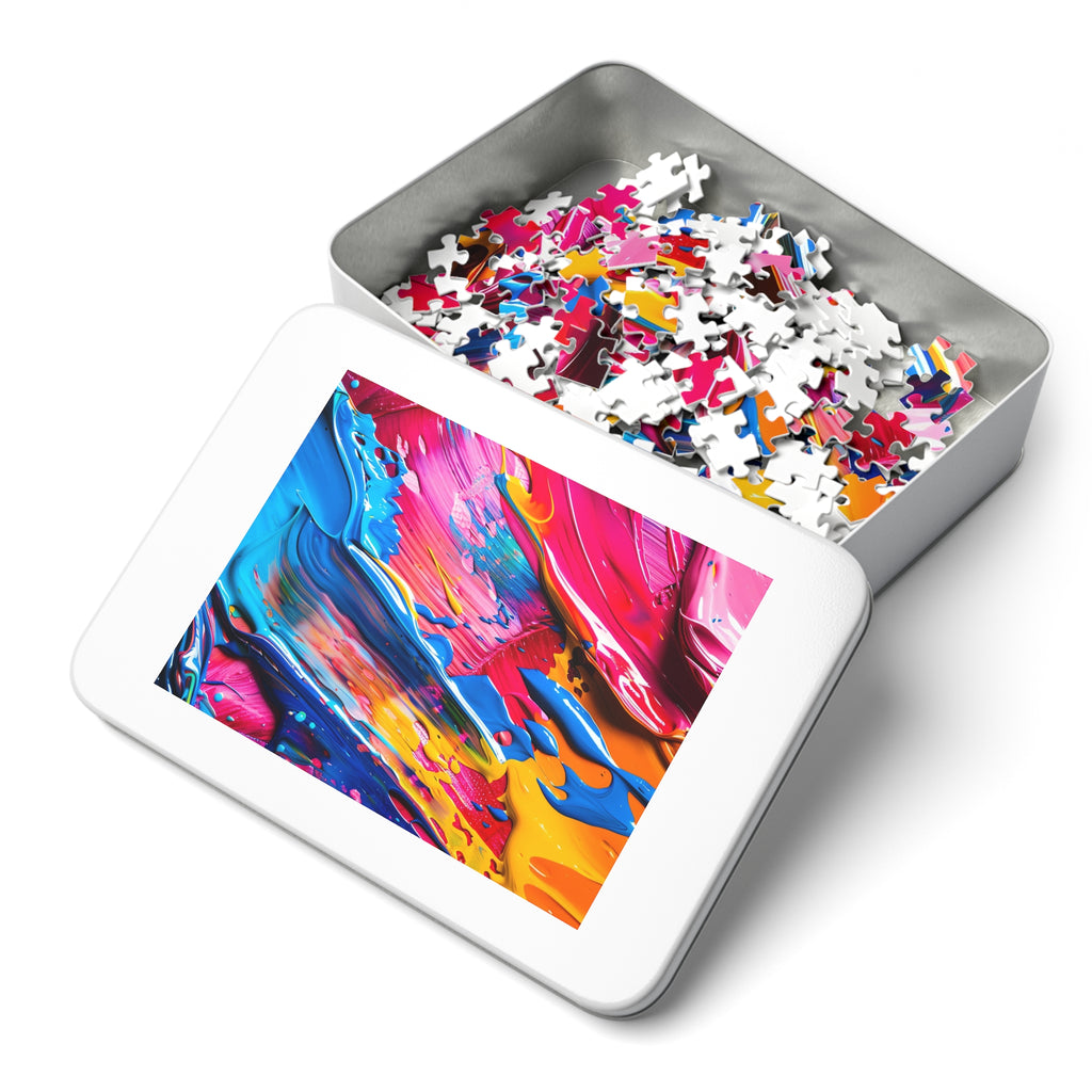 Rainbow Paint Smear Jigsaw Puzzle with Tin – Paint Stroke Abstract