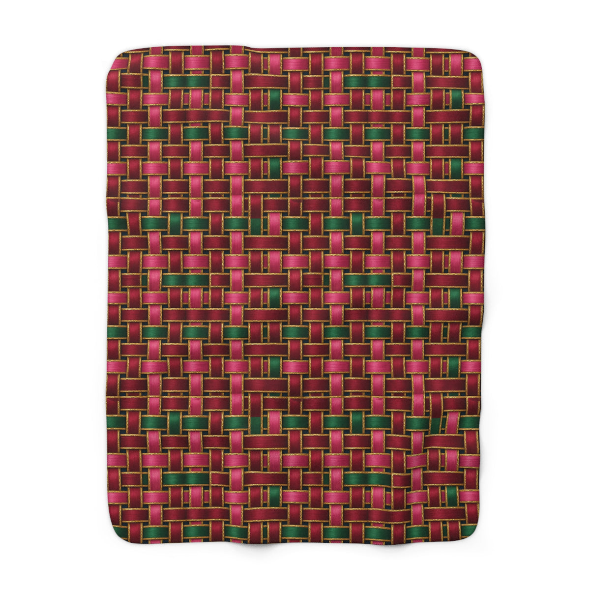 Ribbon Weave Sherpa Fleece Blanket – Holographic-Look Geometric Pattern