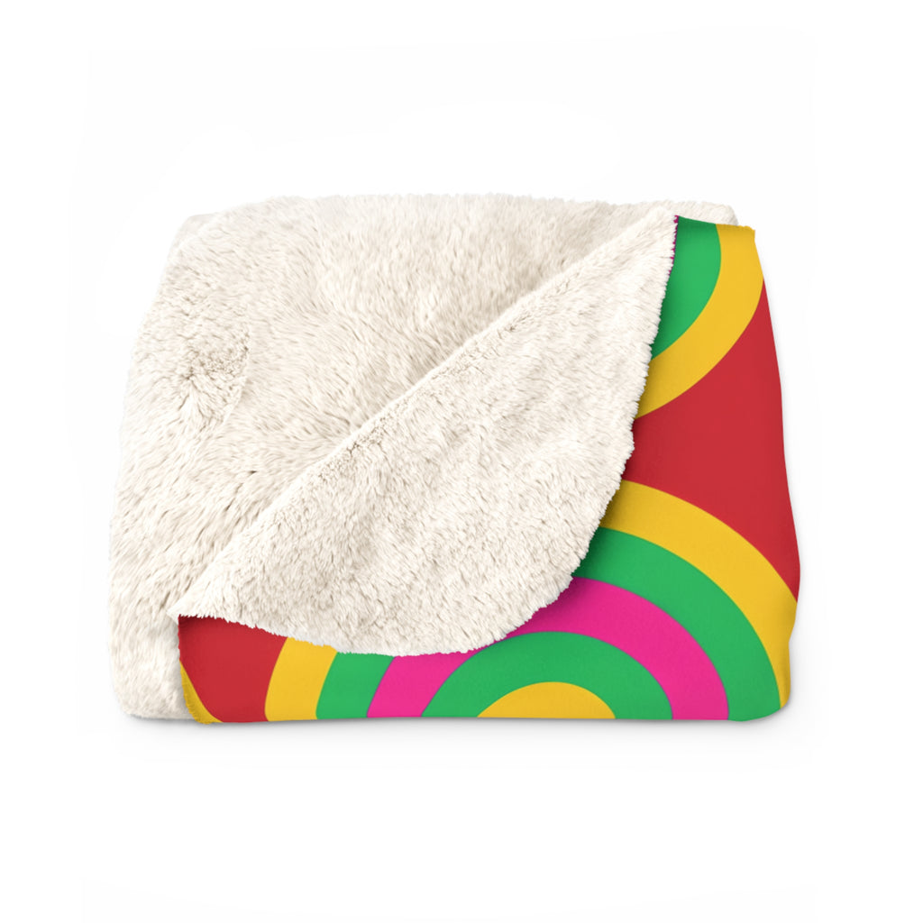 Mega Ring Grid Sherpa Fleece Blanket – Abstract Circles Pattern