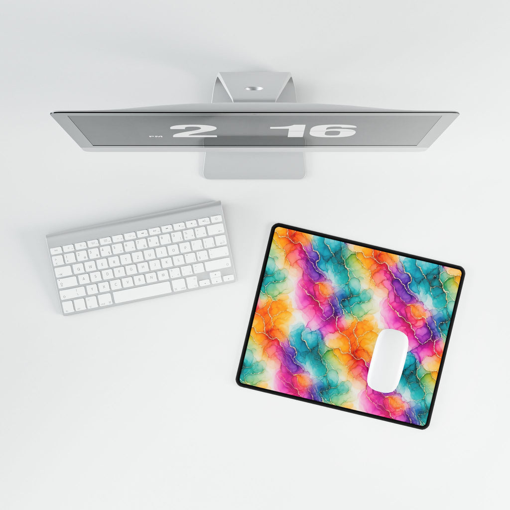 Rainbow Alcohol Ink Bloom Desk Mat
