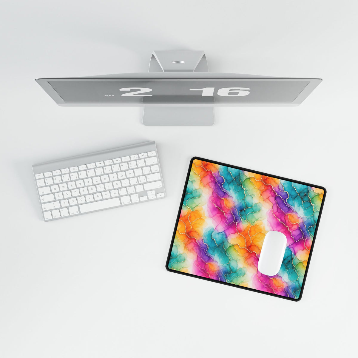 Rainbow Alcohol Ink Bloom Desk Mat