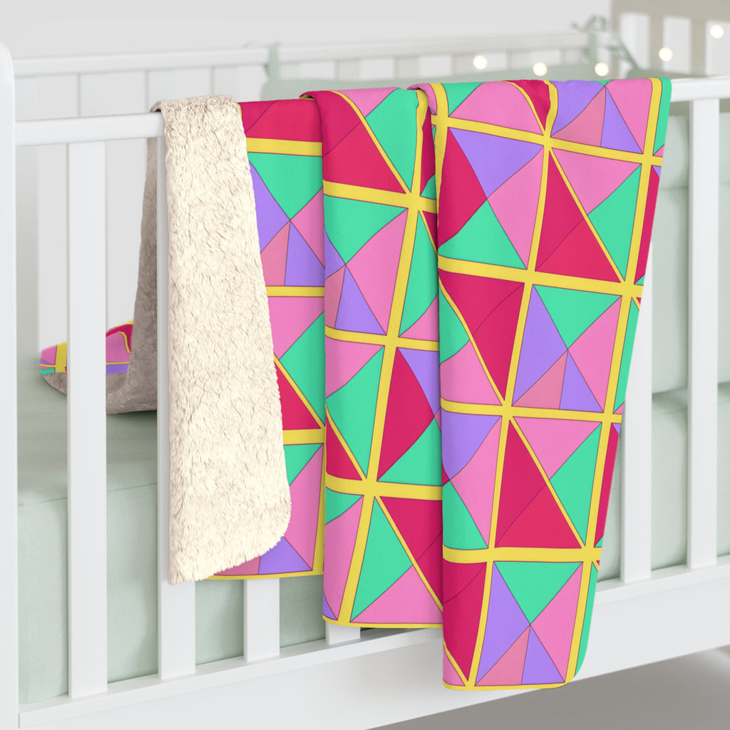 Split Square Fiesta Sherpa Fleece Blanket – Candy Pop on Raspberry