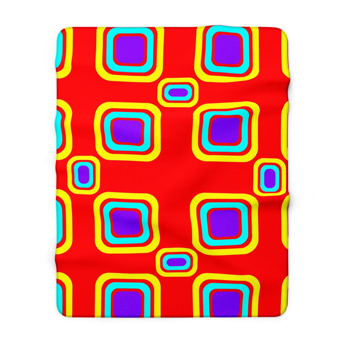 Big Ripple Squares Sherpa Fleece Blanket – Op-Art Concentric Squares Pattern