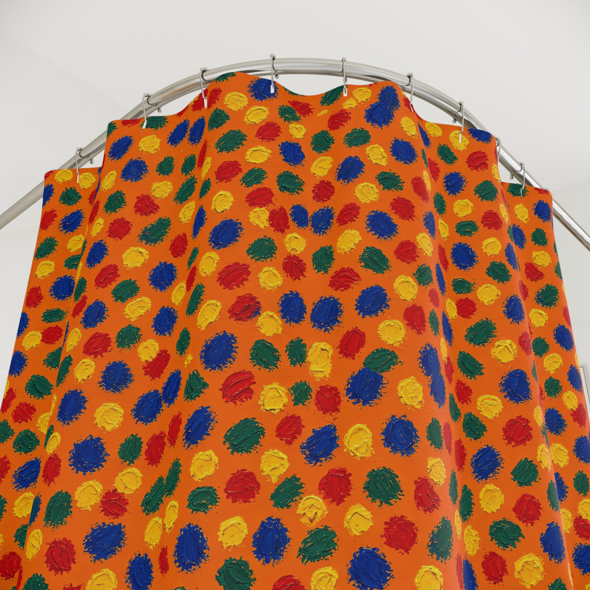Stippled Dabs Shower Curtain – Expressionist Brushstroke Abstract Pattern