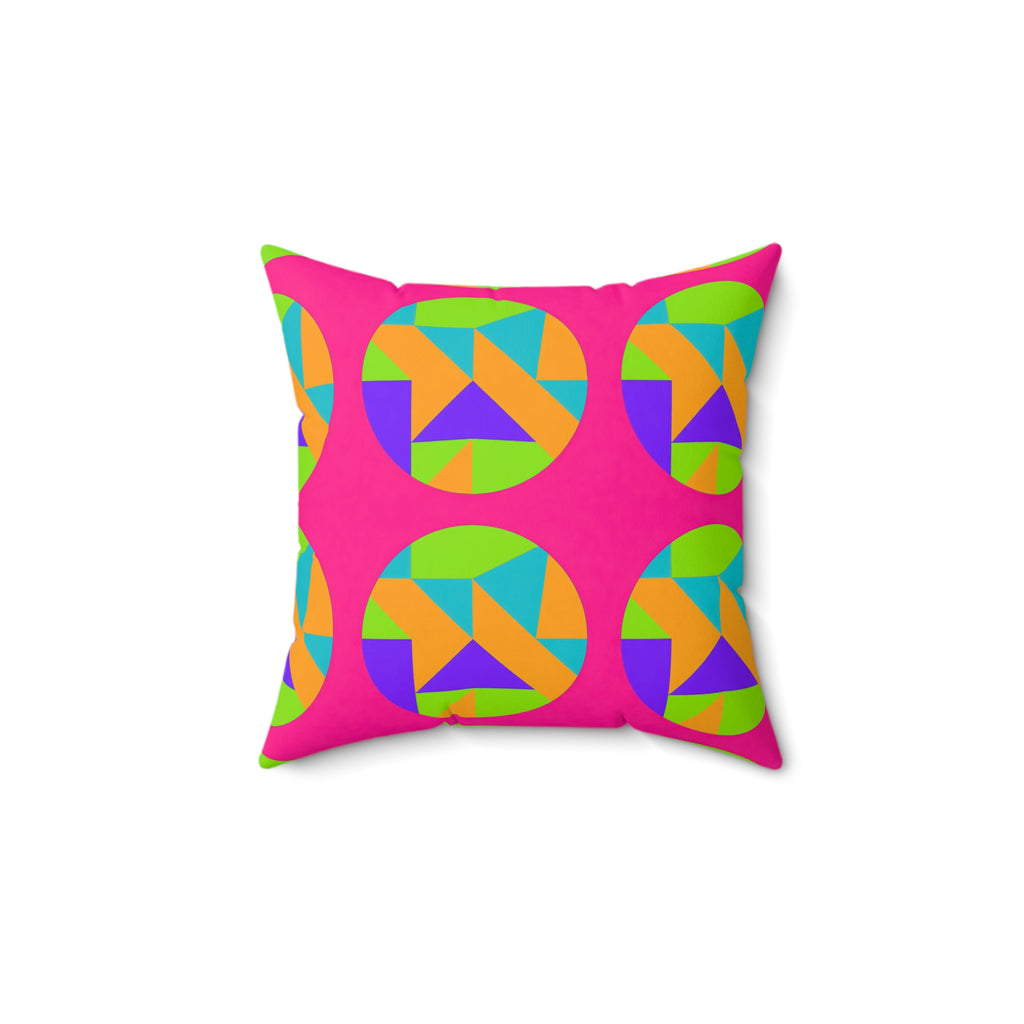 Broken Circle Planes Faux Suede Cushion – Tropical Punch