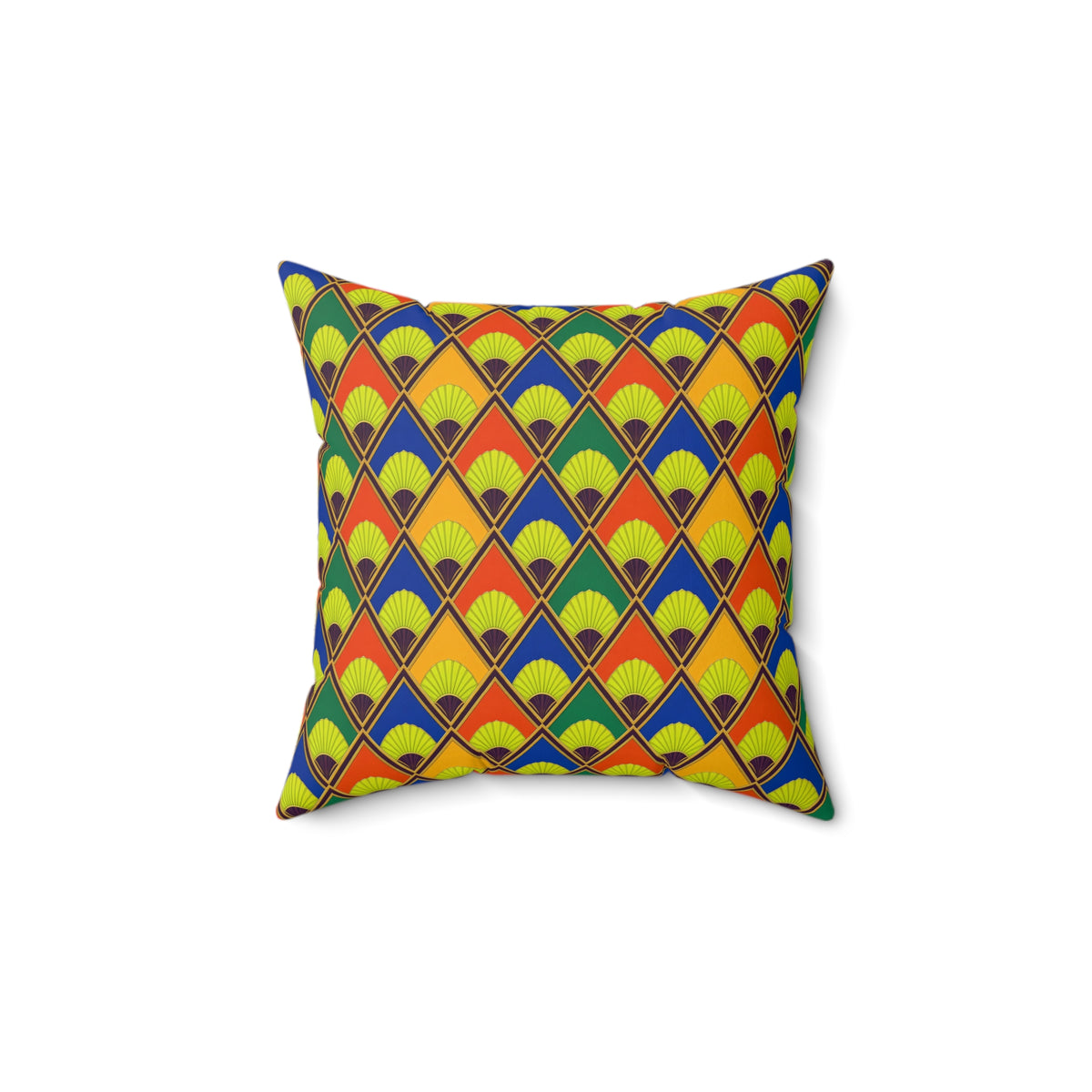 Fanfare Harlequin Faux Suede Cushion – Art Deco Geometric Pattern