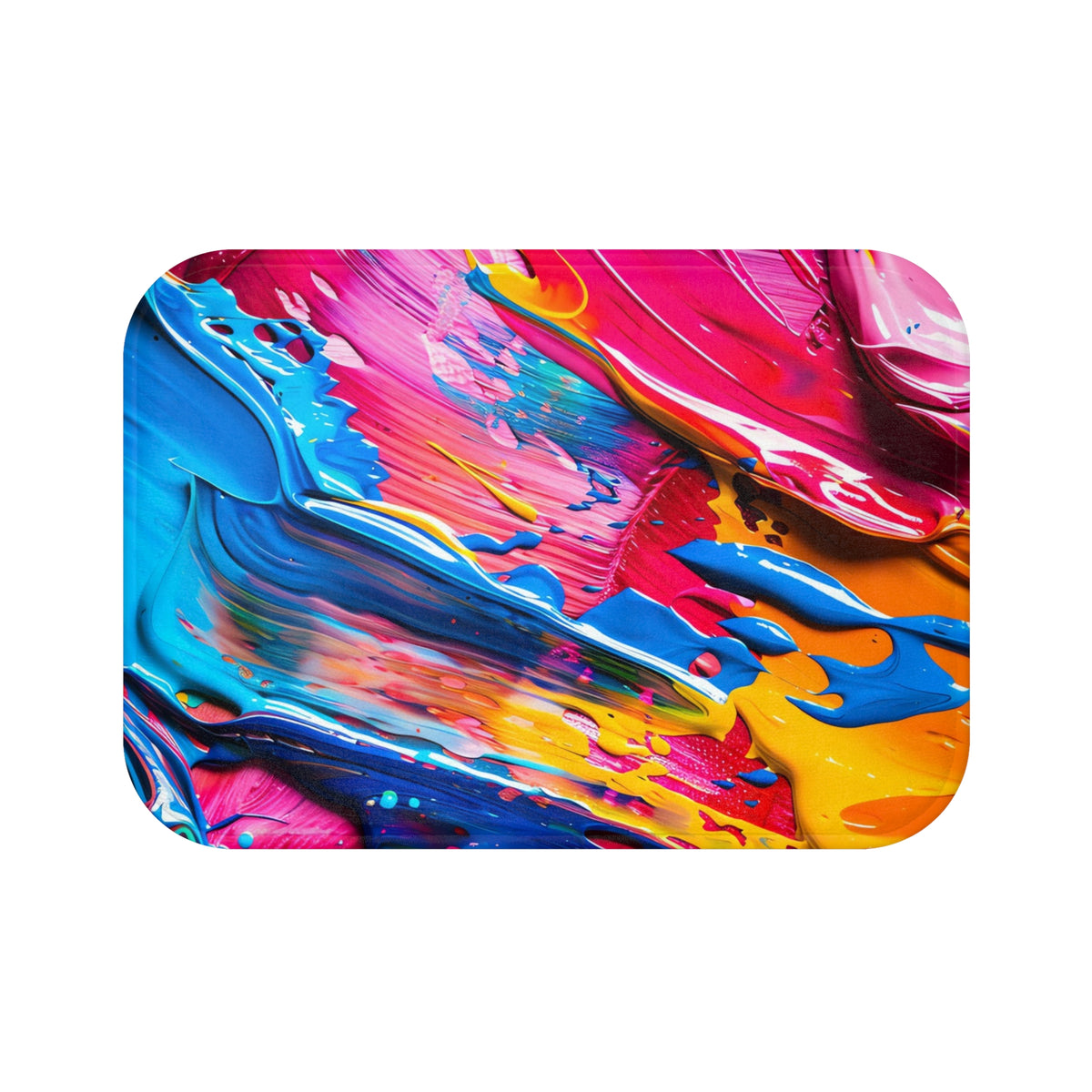 Rainbow Paint Smear Bath Mat – Paint Stroke Abstract