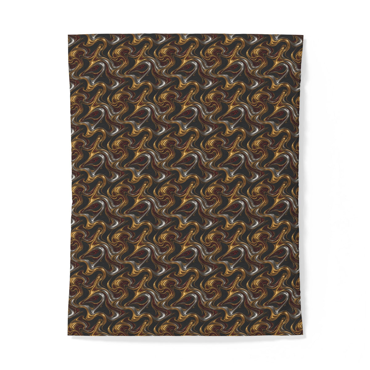 Melting Gold Ribbons Cotton Duvet Cover – Liquid Chrome Pattern