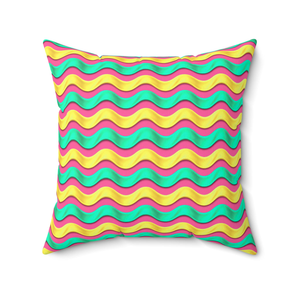 Satin Wave Bands Faux Suede Cushion – Candy Christmas