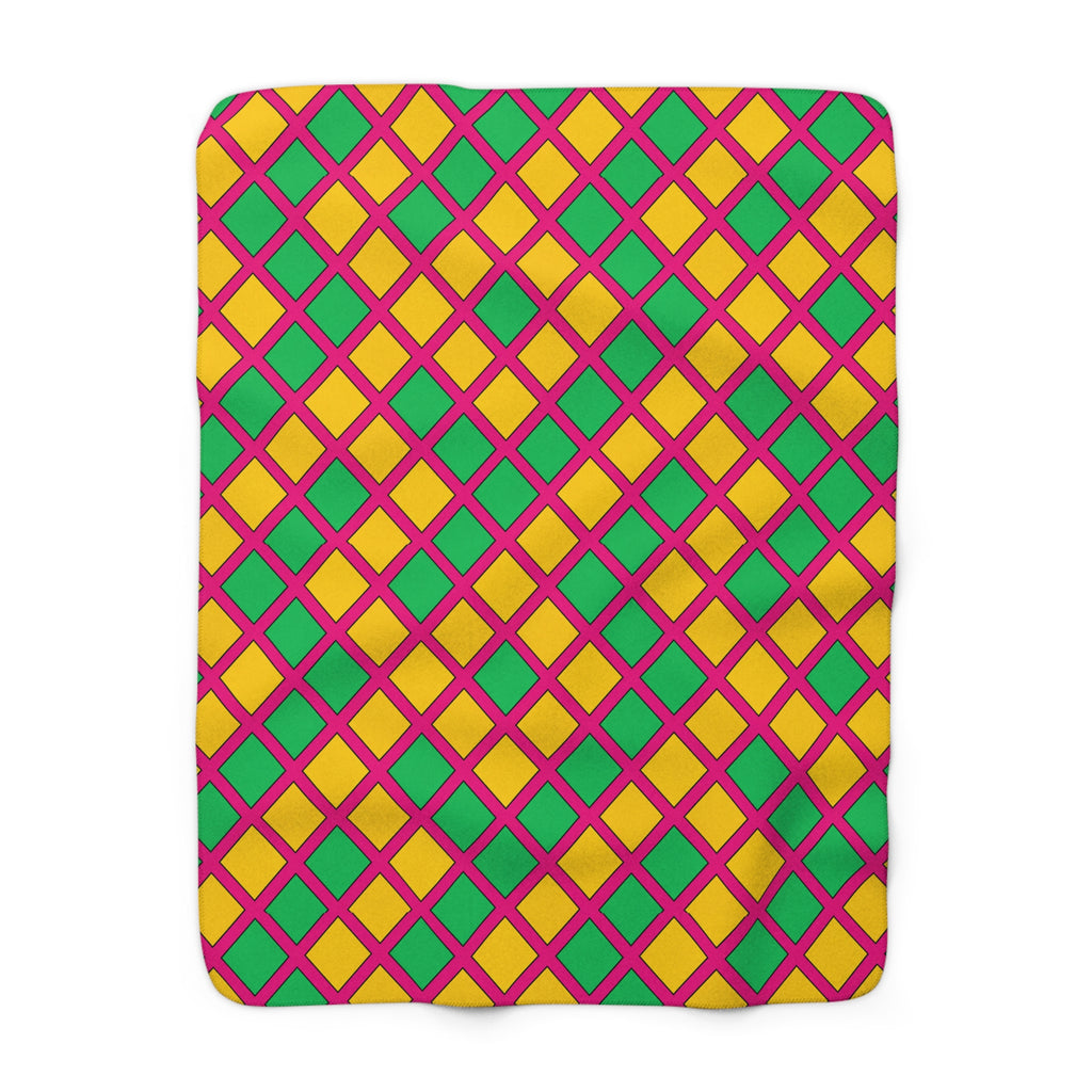 Harlequin Gold Grid Sherpa Fleece Blanket – Harlequin Geometric Pattern