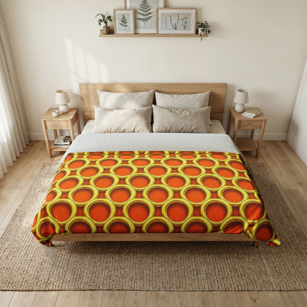 Big Gold Ring Weave Cotton Duvet Cover – Hot Citrus Festive