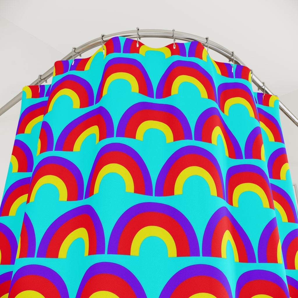 Chromatic Scallop Ripple Shower Curtain – Op-Art Scallops Pattern
